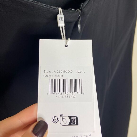 NWT Anine Bing Halle Midi Black Dress Strapless Size L - Picture 12 of 13